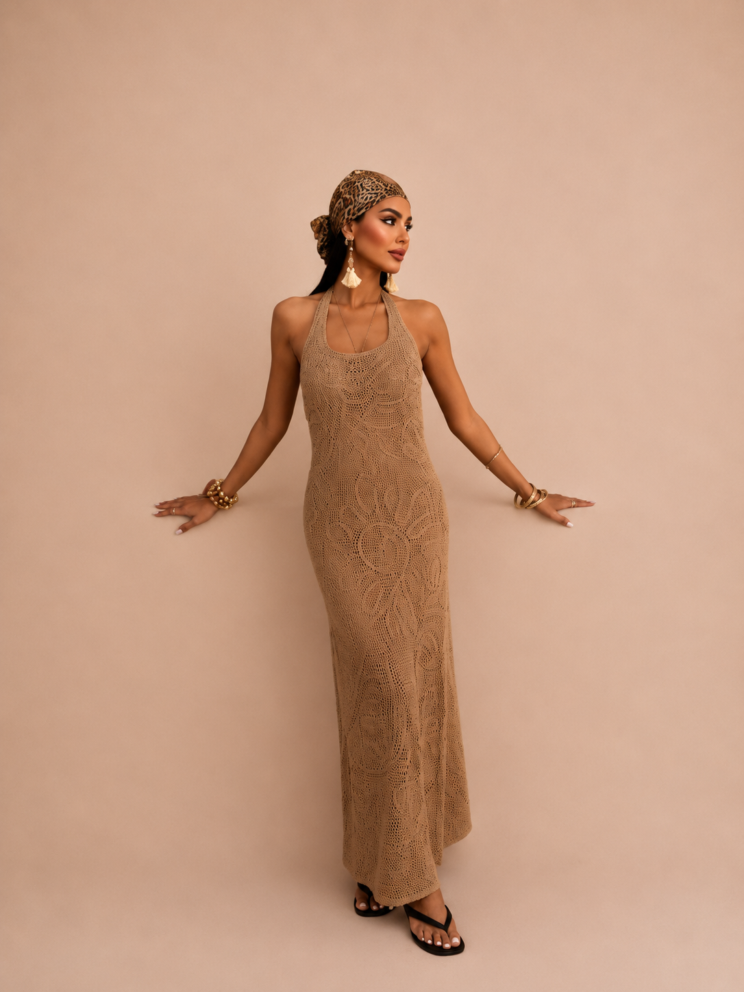 Crochet Halter Maxi Dress