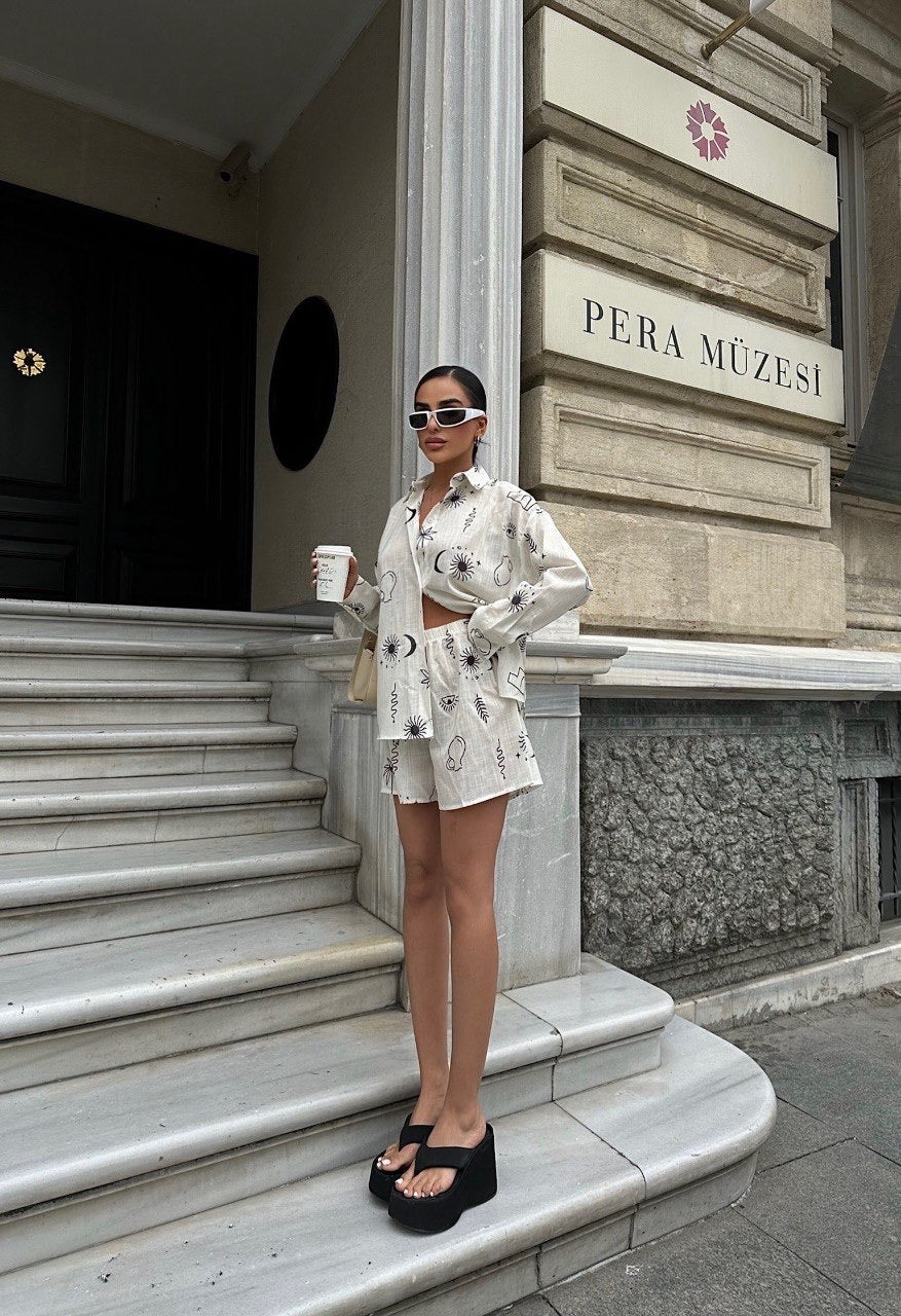 Patterned Linen Set