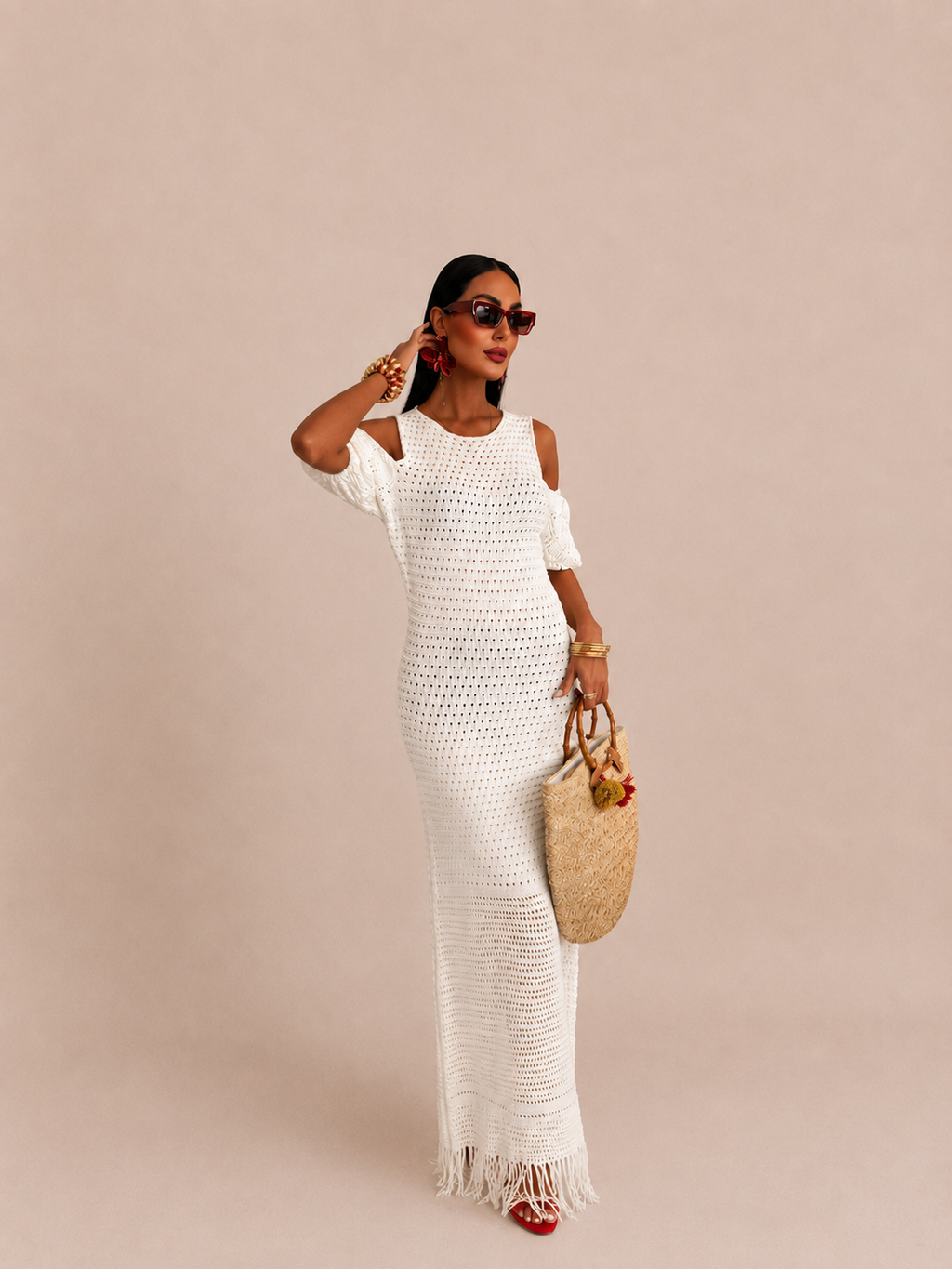 Knit Fringe Maxi Dress
