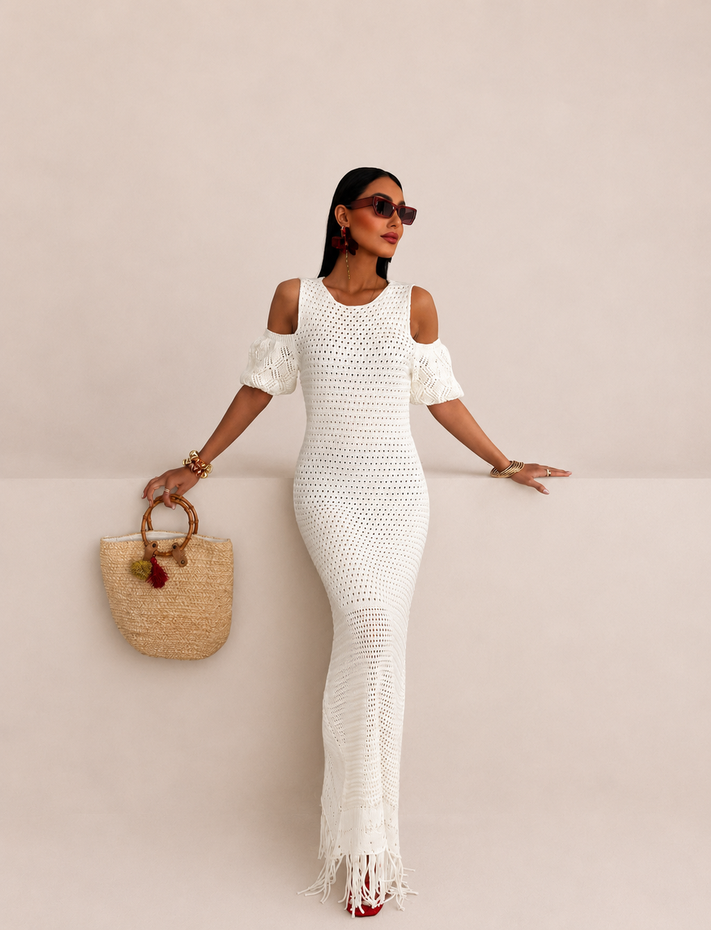 Knit Fringe Maxi Dress