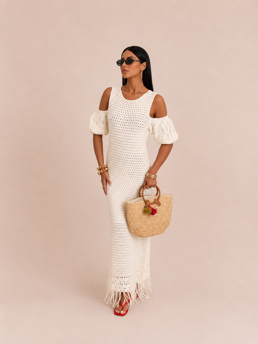 Knit Fringe Maxi Dress