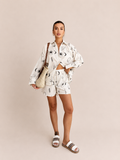 Celestial Print Linen Shorts Set
