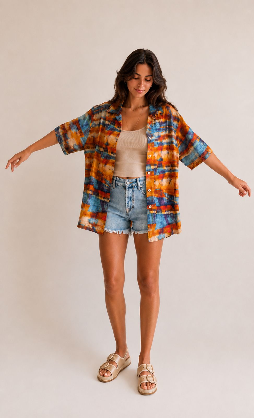 Printed Linen Oversized Shirt