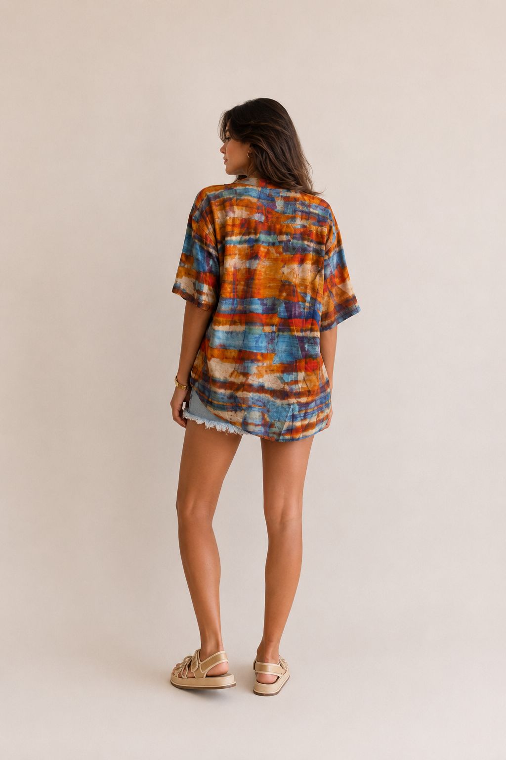 Printed Linen Oversized Shirt