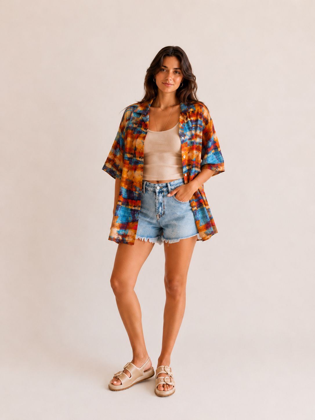 Printed Linen Oversized Shirt