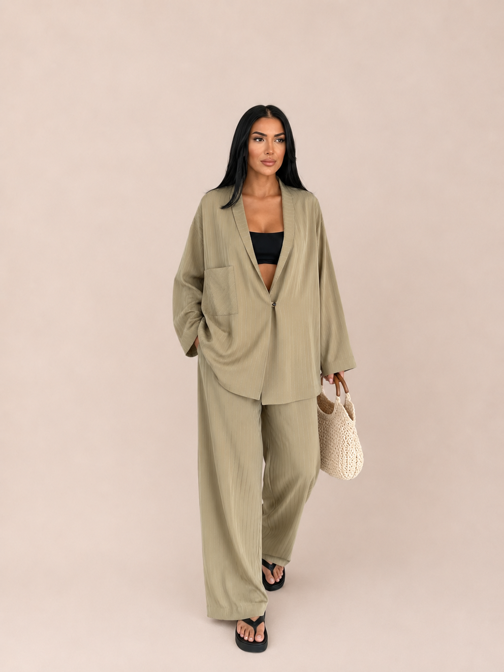 Pinstripe Linen Set