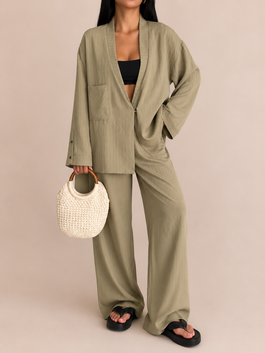Pinstripe Linen Set