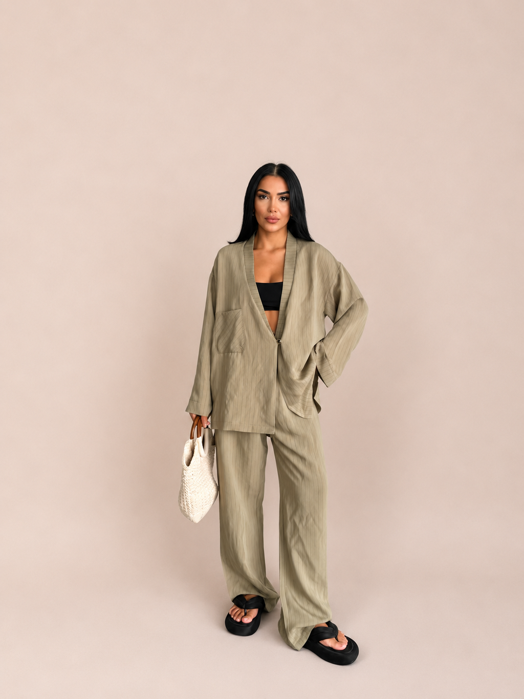Pinstripe Linen Set