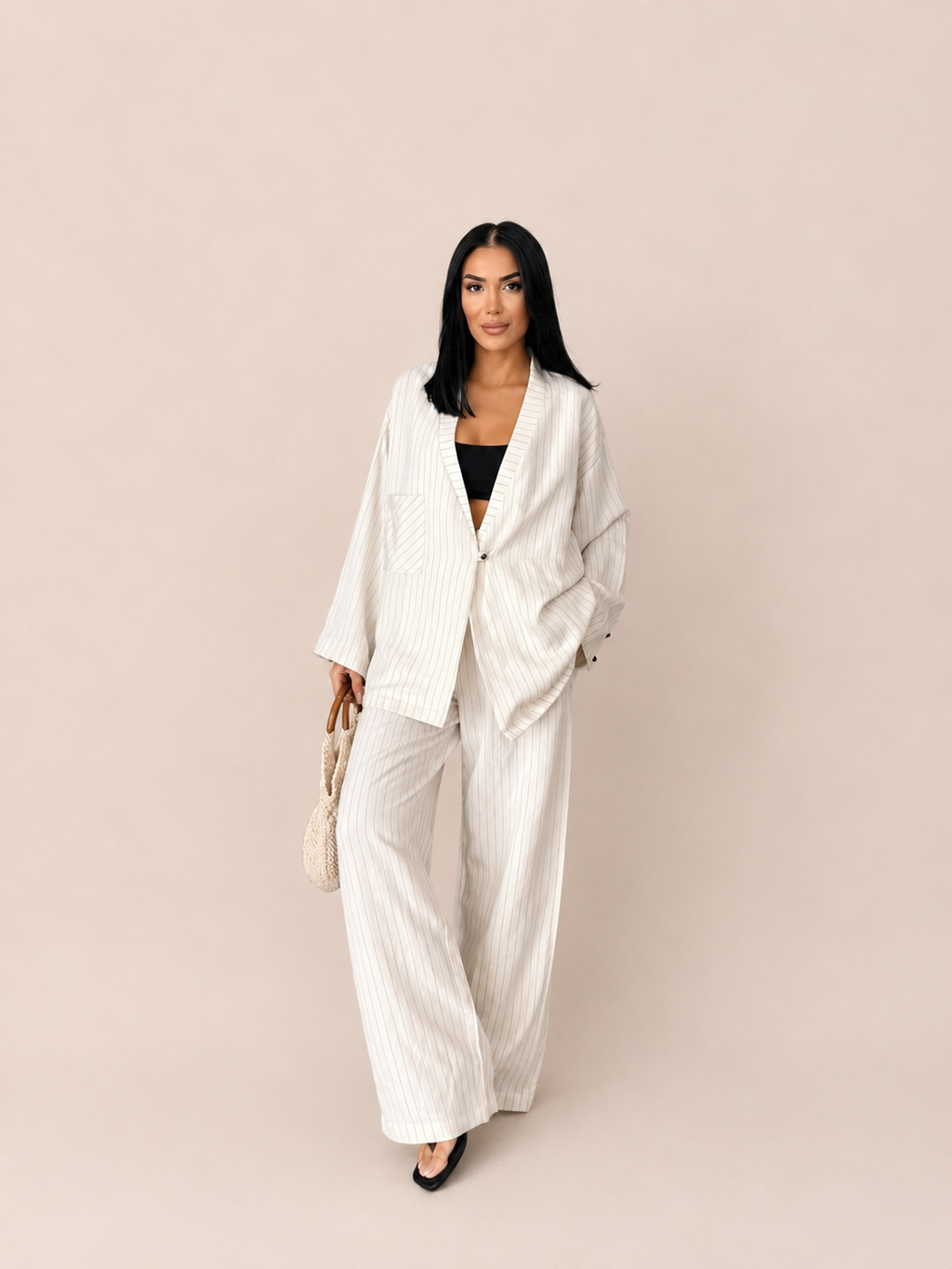 Pinstripe Linen Set