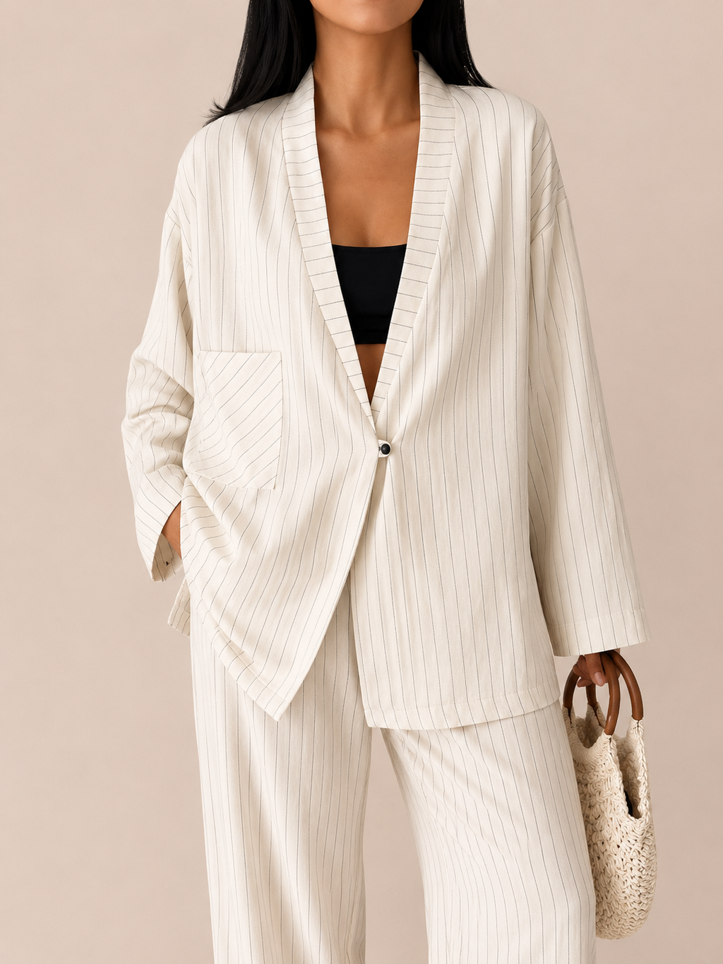 Pinstripe Linen Set