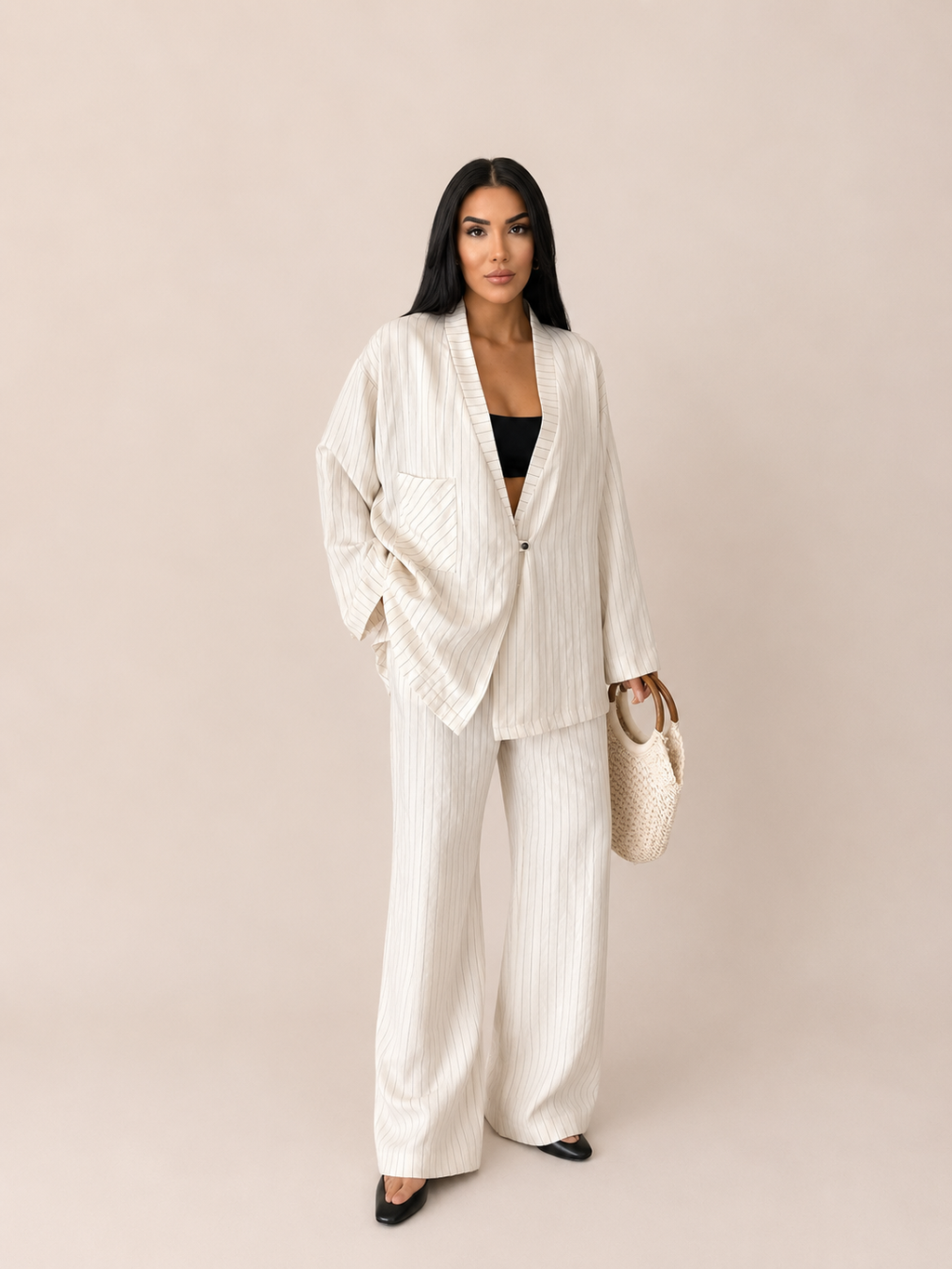 Pinstripe Linen Set